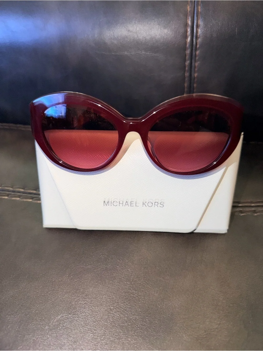 Michael Kors Women's Brussels Maroon Round Cat-Eye Sunglasses